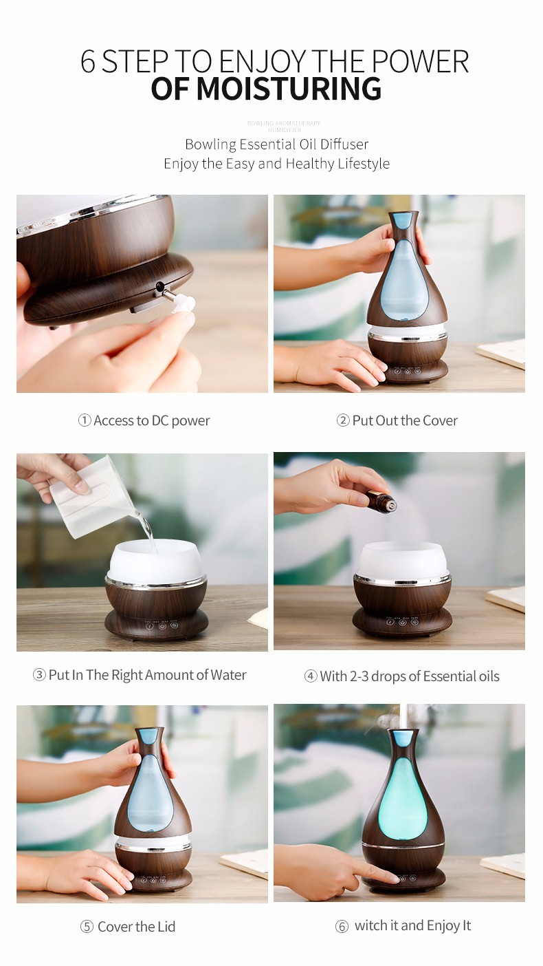 Aroma Humidifier 12W 400ML Ultrasonic Essential Oil Diffuser