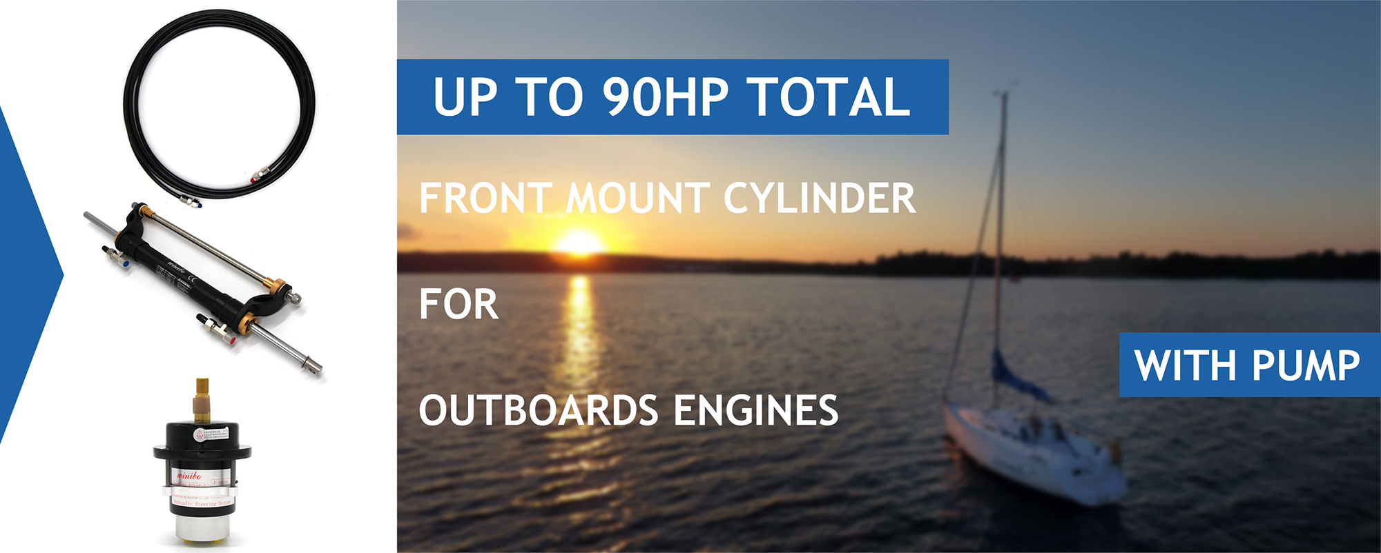 Hydraulic Marine Outboard Steering Kit up to 90HP Outboard Engines Winibo ZA0301