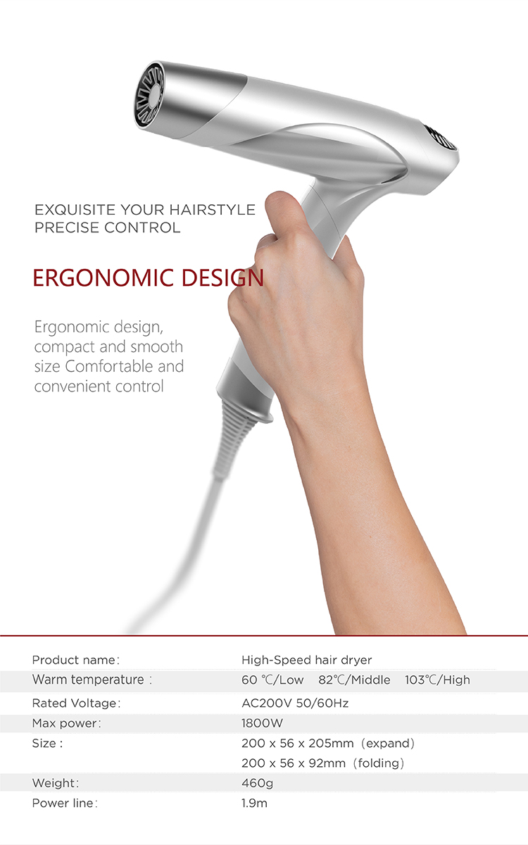 GUYLAND Hotel Hair Dryer 1800W Portable Foldable For Travel