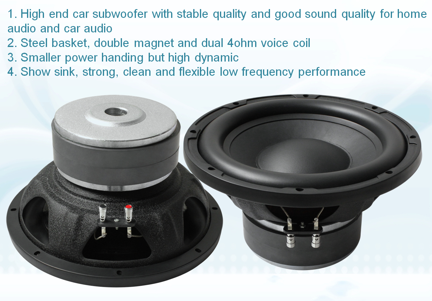 Ferrite Magent 300W 4Ohm 1.5kHz 10 Inch Car Subwoofer