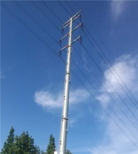 35KV Anti - Rust Polygonal Electrical Power Pole Transmission Flange Connected