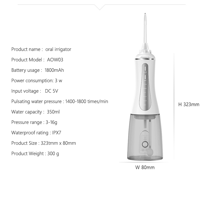 30 - 120PSI Powerful Water Flosser Electric Portable Rechargeable IPX7