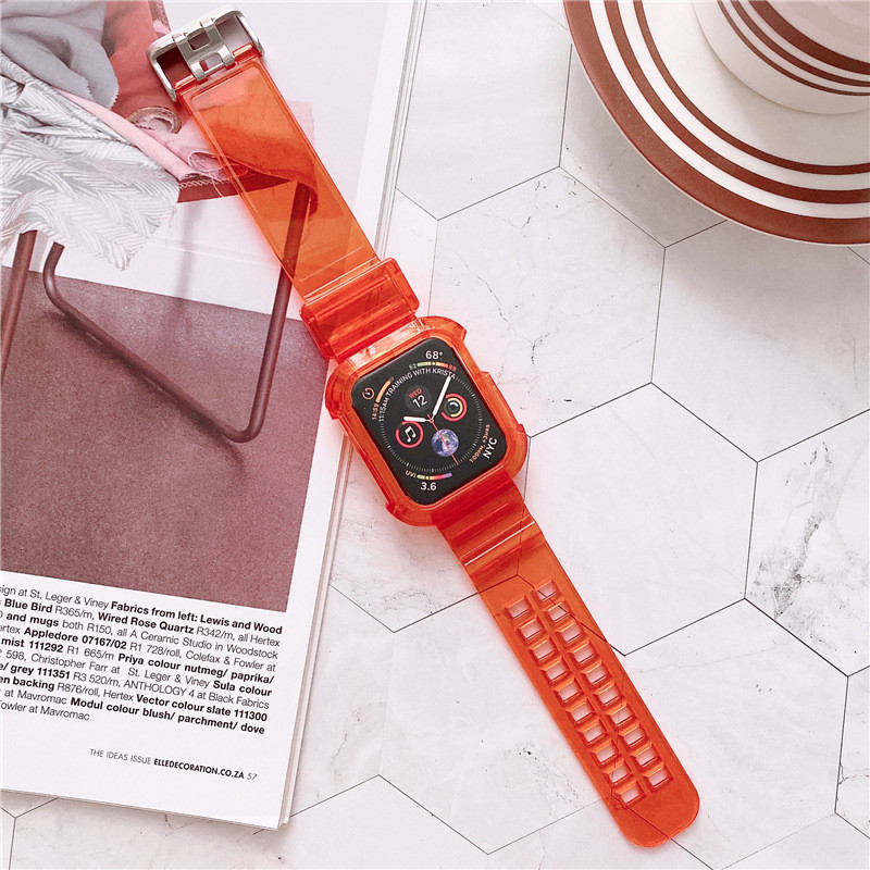 Transparent Integrated TPU Silicone Watchband Width 23mm Protective Shell