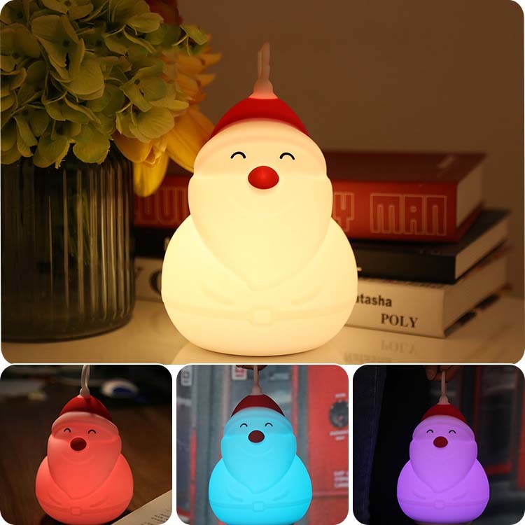 Christmas Night Light For Kids Lamp Cute Lamp 16 Colors Tap Silicone Kids Night Light USB Rechargeable Baby Night Lights