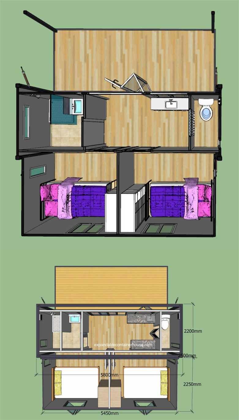 Spacious Living Expandable Container House , Prefabricated Mobile Homes