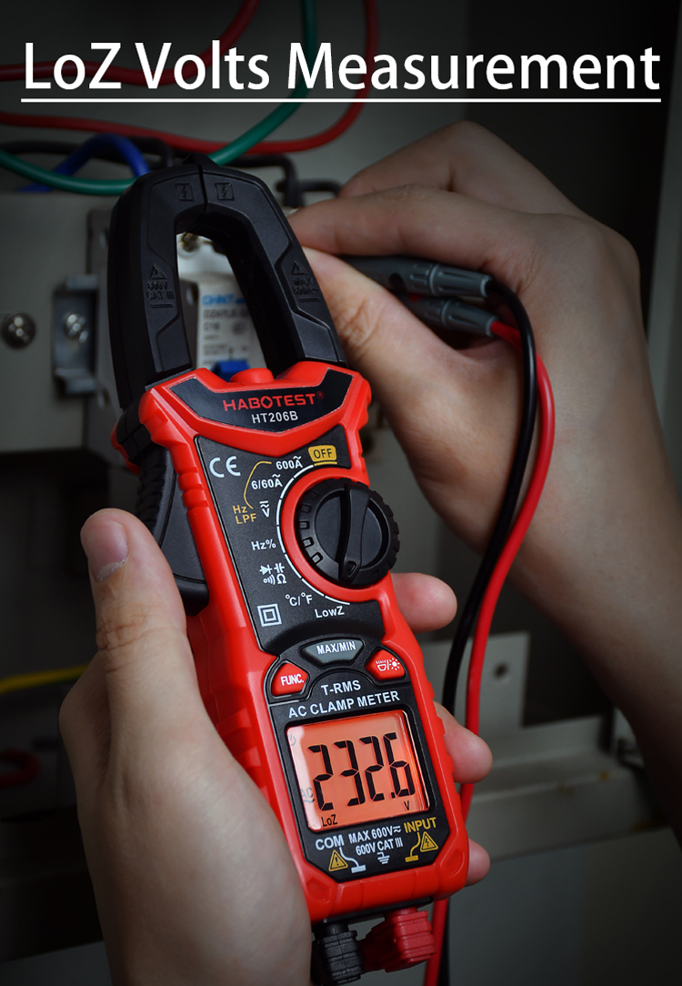 HT206B Auto Range Digital Clamp Meters , 600A AC Current Clamp Meter