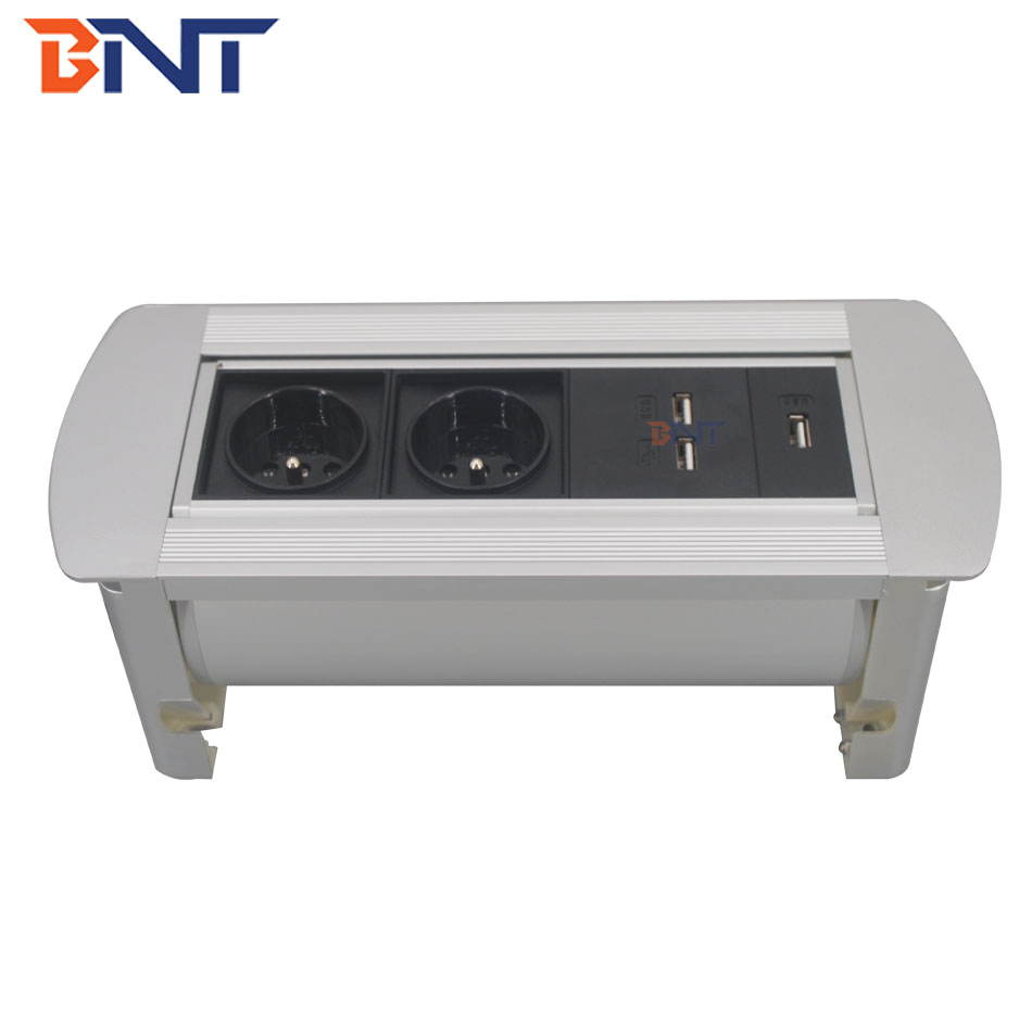 Conference manual rotate EU power table socket box with usb