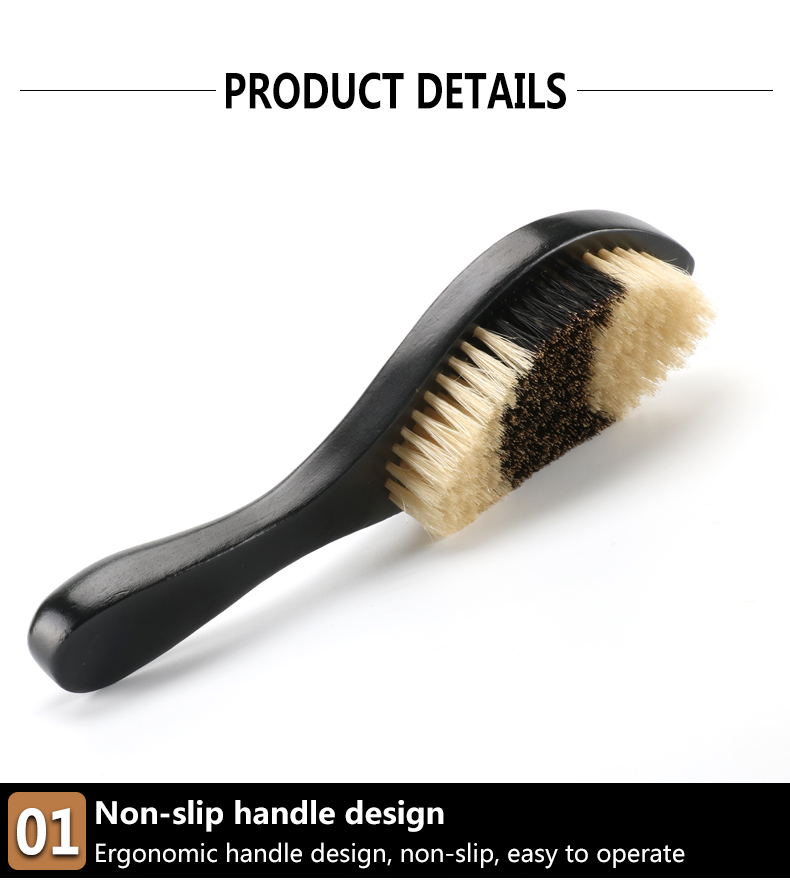 Men'S Two Color Beard Trimming Brush With Beech Wood Handle And Boar Bristles