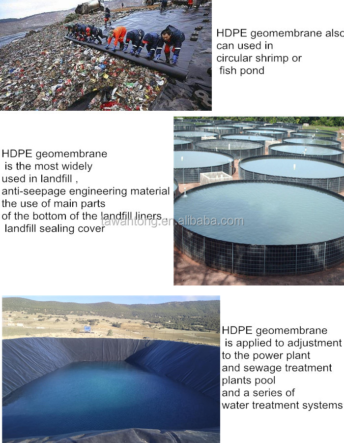 1mm 1.2mm 1.5mm HDPE Geomembrane for Dam or Artificial Lake Black Green Blue White