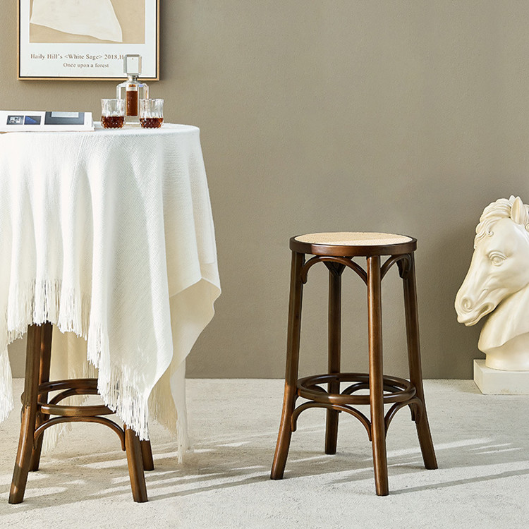 Kitchen Oak Cafe Bar Stools Ash Wood Stool Rattan With Back Support