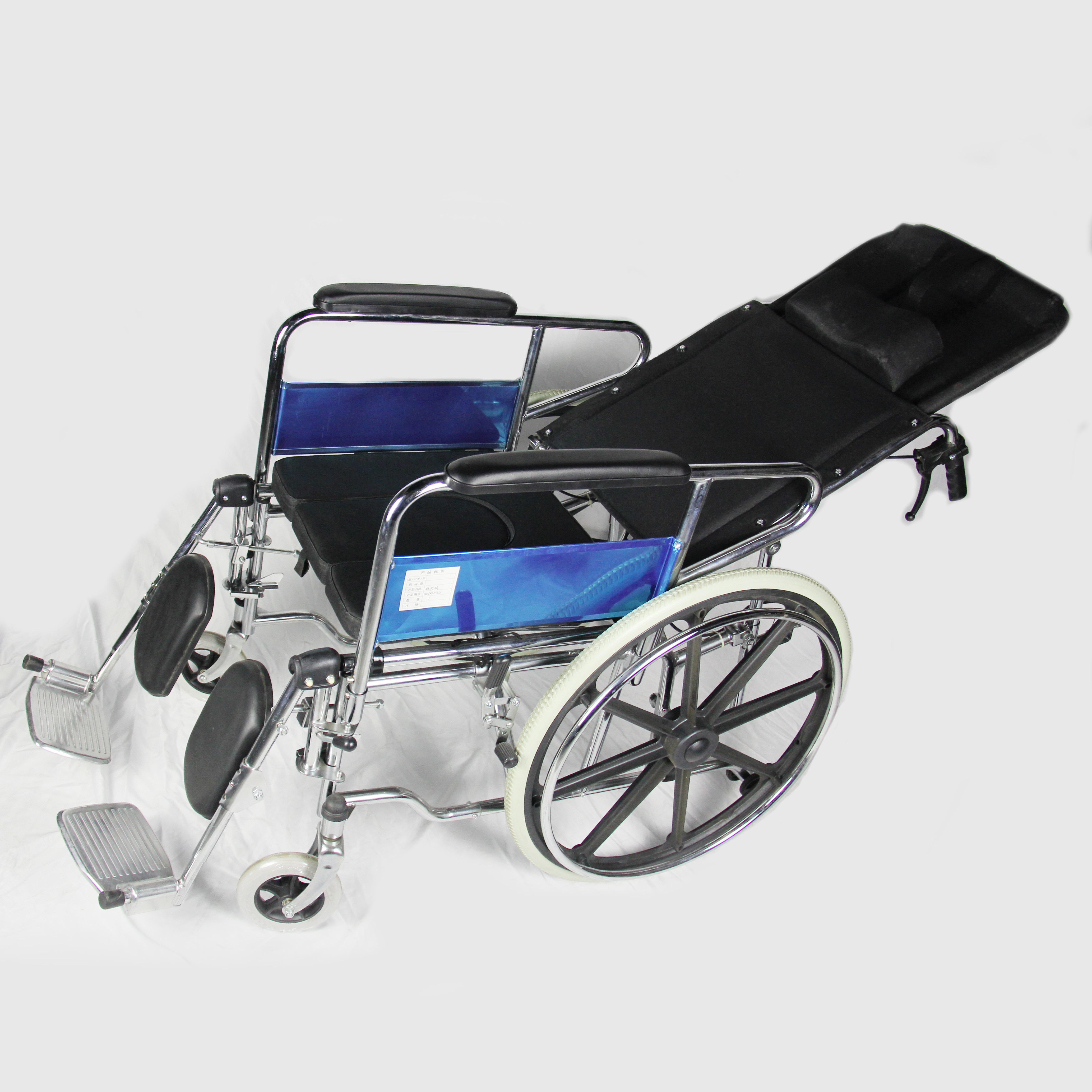 Multi-configuration High Back Folding Reclining Wheelchair With Commode and U-shape Seat
