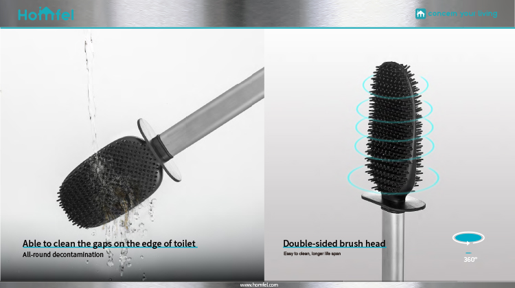 Stainless Steel Compact Bathroom TPR Toilet Brush Holder SET Hot Europe Style Durable Cup Material Polypropylene