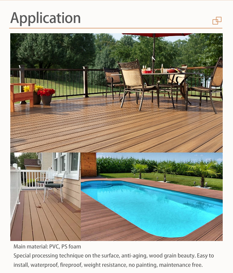 Co-extrusion Stunning Arch Solid Decking for Luxury Patios Thickness Above 18mm