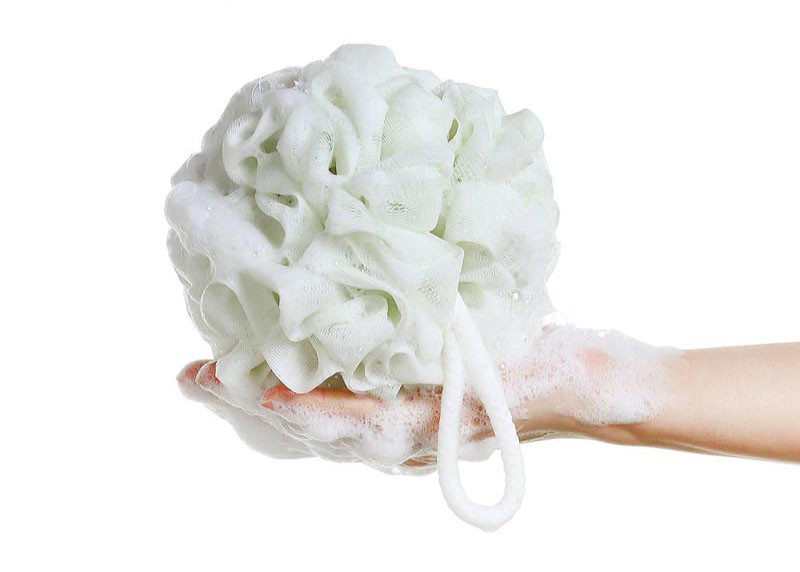 Puting bath body puff sponge scrub exfoliator multicolour shower bath net plastic 4 pack green grey coffee white