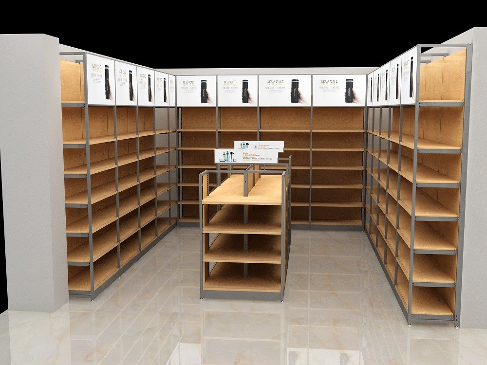 Single Sided Supermarket Wooden Shelves Gondola Medium Duty Type