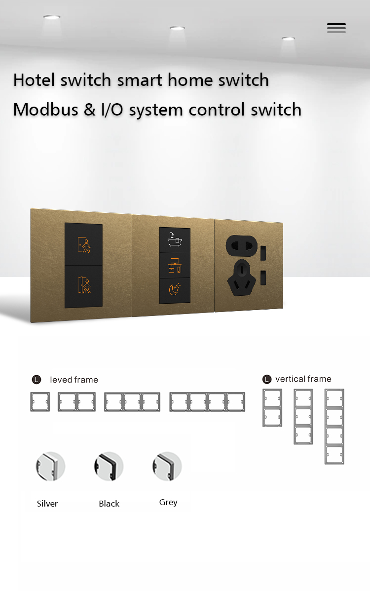 RS485 Protocol Wall Light Switch Backlight Style Push Button Power Switch