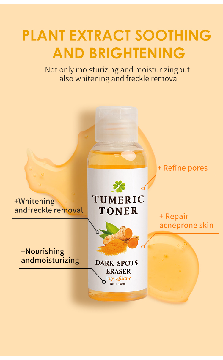 Wholesale Moisture Whitening Turmeric Toner Safety Effective Anti-acne Brightening Firming Skin Corrector Face Skin