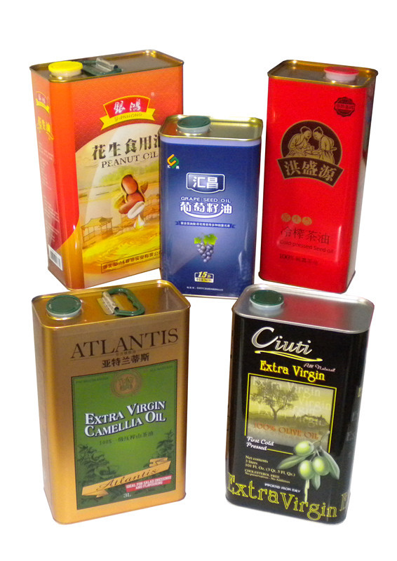 1L Cooking Oil Tin Can Plastic Cap Small Rectangular Tin Containers