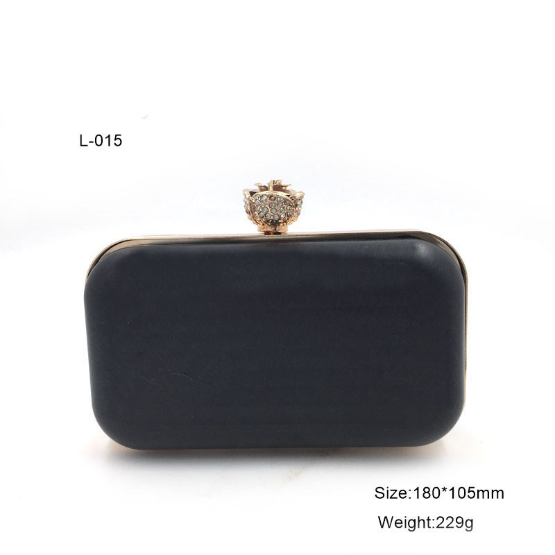 Custom plastic shell iron frame evening bag metal box clutch with light gold