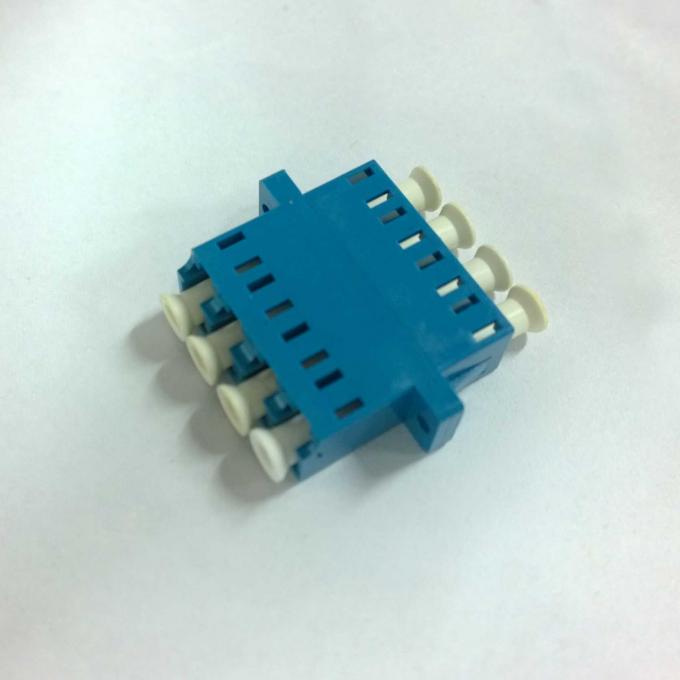 Quadruple 4 Cores LC UPC Singlemode Fiber Optic Adapter Blue Color
