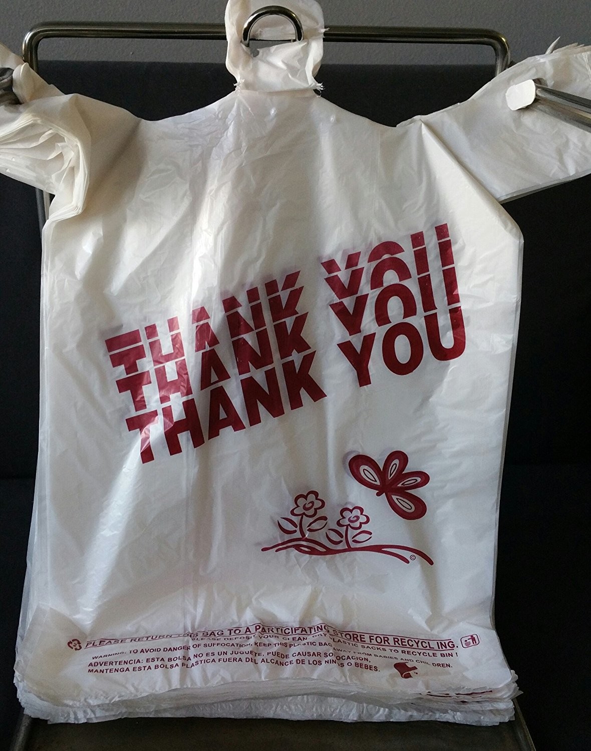 T Shirts Carry-out Thank You Bags 11.5" X 6.25" X 21" , Black colour , HDPE material
