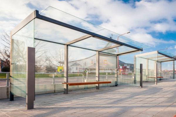 Glass Stainless Steel Bus Stop Ease Maintenance For Wait Car / Provide Temporary