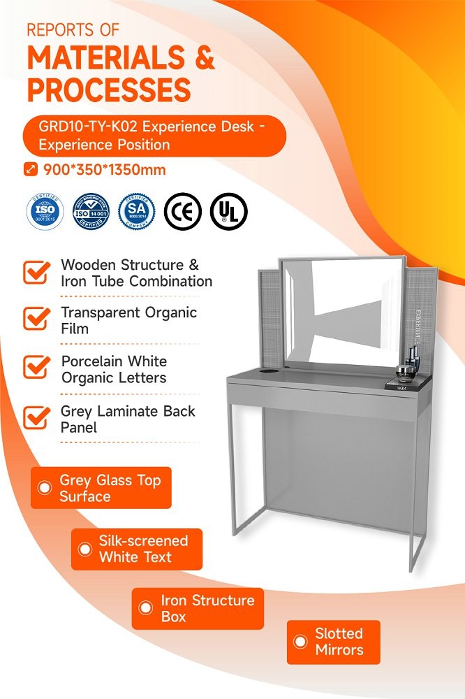 GDR10-TY-K02 Retail Store Display with Porcelain White Organic Letters and USB Charging Ports for Mall Booths