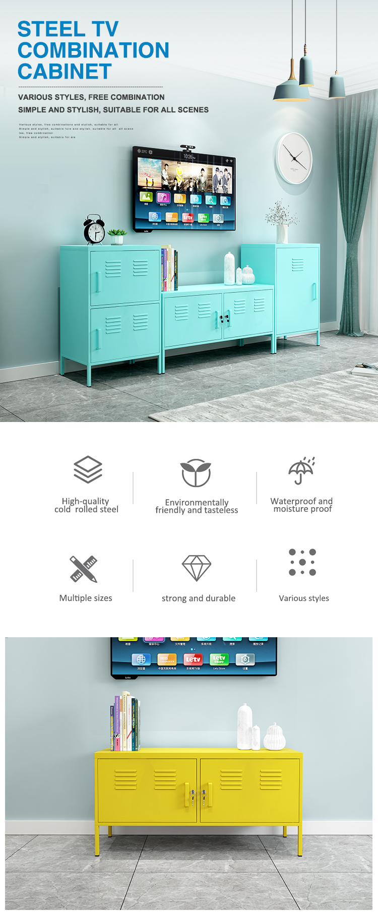 Living Room Knock Down Mail Packing Steel TV Cabinet