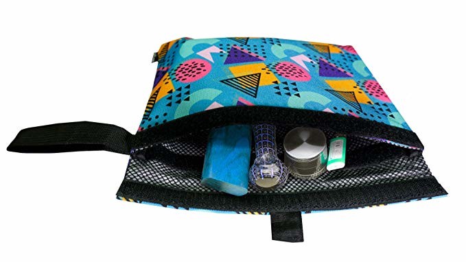 Funky Ocean Blue Carbon Smell Proof Bags 9"X7" With Convenient Handle