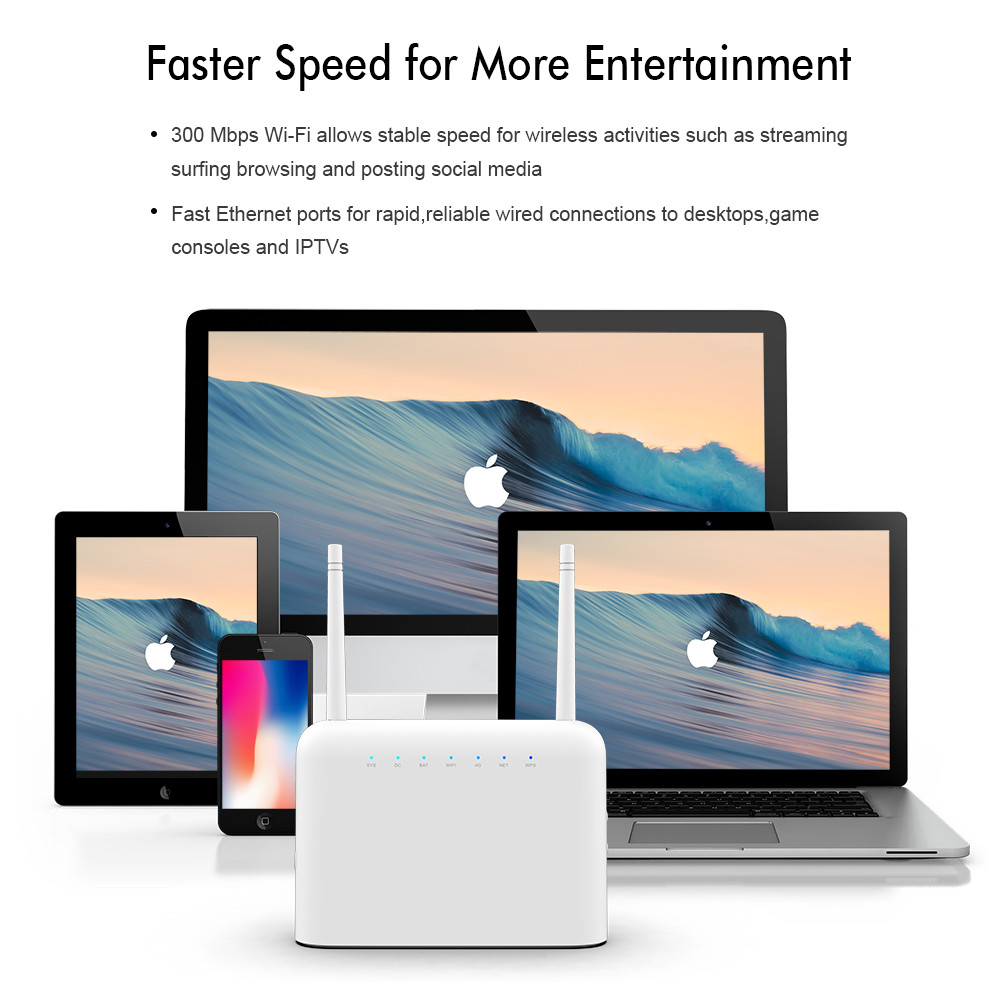 High Speed 4G CPE Wifi Router 2x2 MIMO 5000mah Sim Router
