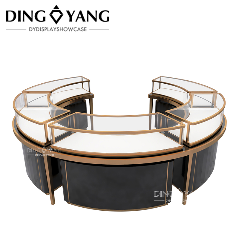 Manufacturer Supplier, Round Center Island Fashion Custom Made Jewellery Display Cabinet, Glass Top Jewelry Showcases