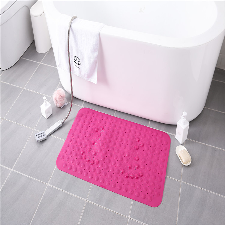Rectangle Sweet Pink No Fade PVC Bath Mat Lightweight
