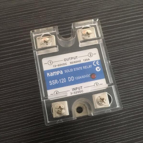 Miniature SSR 100Amp Single Phase SSR Industrial Relay DC Input 3-32VDC control Output 12-60VDC Black SSR Relay(SSR-120DD)