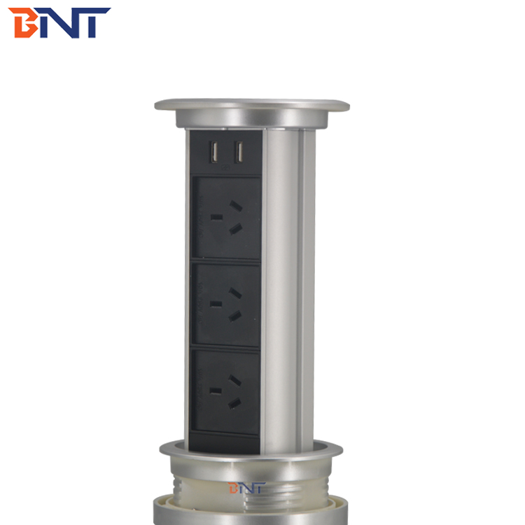 BNT Intelligent kitchen table mounted motorized pop up power socket with wireless charger