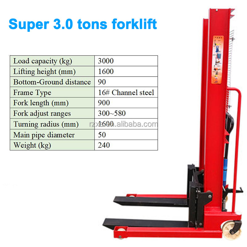 Manual Forklift Stacker for 3000 kg Easy to Maneuver and Operate