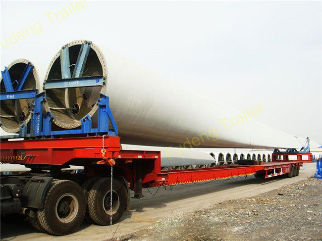 60 Ton Load Extendable Lowboy Semi Trailer , Wind Blade Transport Low Loader Trailer