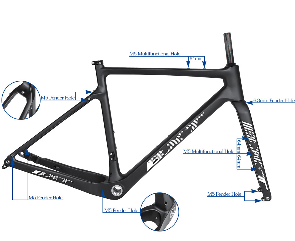 Carbon Fiber Gravel Bike Frame 700C Aero Shaping carbon road frame