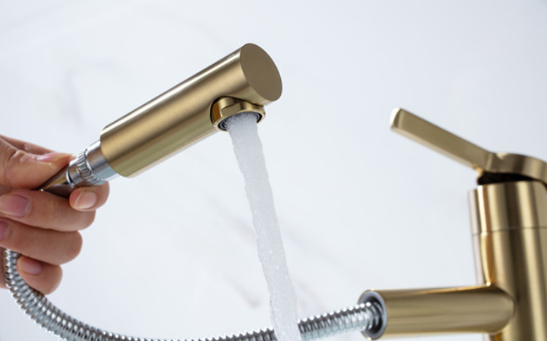 ABS Handle Chrome Pull Out Spray Tap Exposed Wall Mount