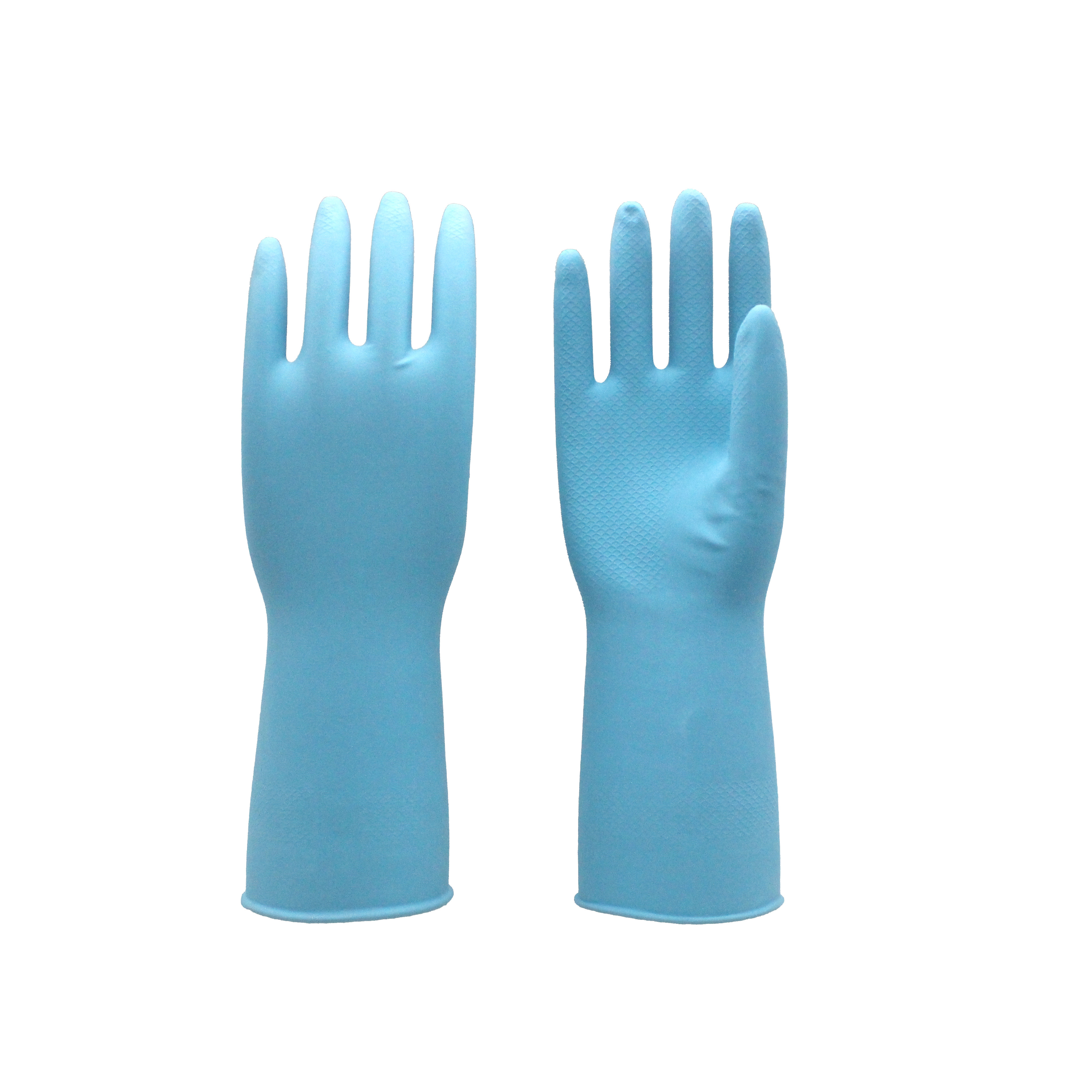 Kitchen Household Rubber Gloves Latex Flocklined Physical Resistance