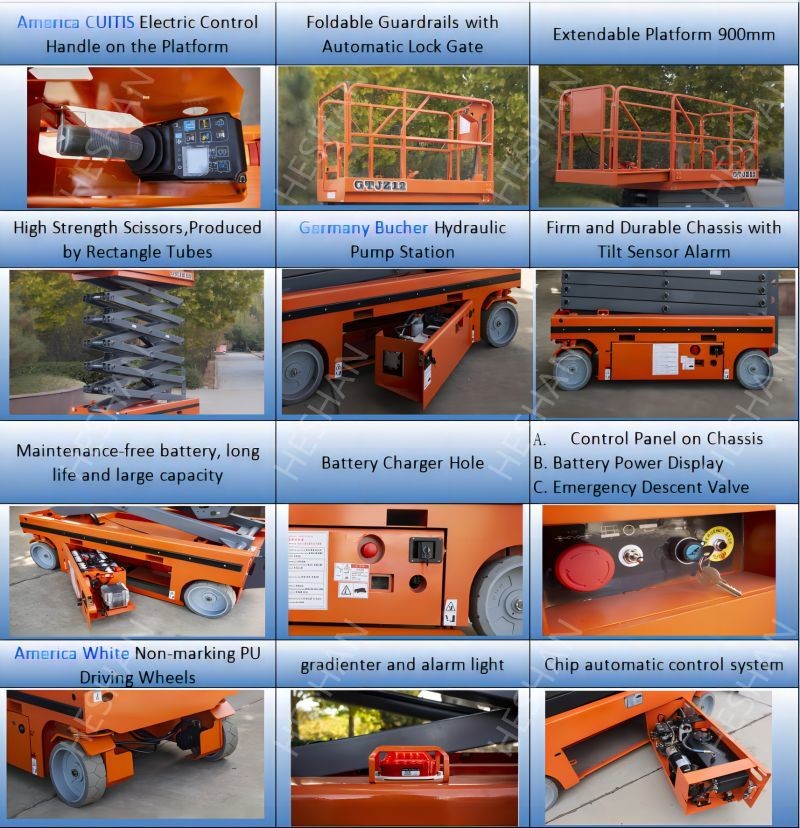 Automotive Mobile Scissor Lift Aerial Work Platform 300kg Electric Self Propelled