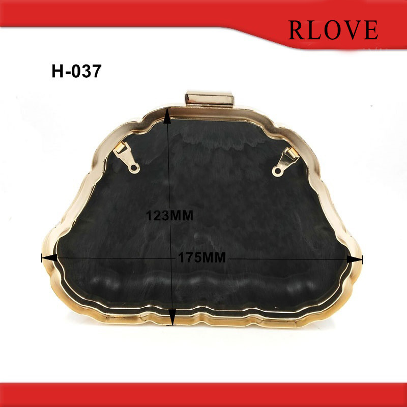 Ladies purse leather product gold color evening bag box metal frame