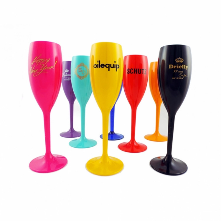 Biodegradable PLA 5.5Oz Tritan Plastic Champagne Flutes Glass Drinkware