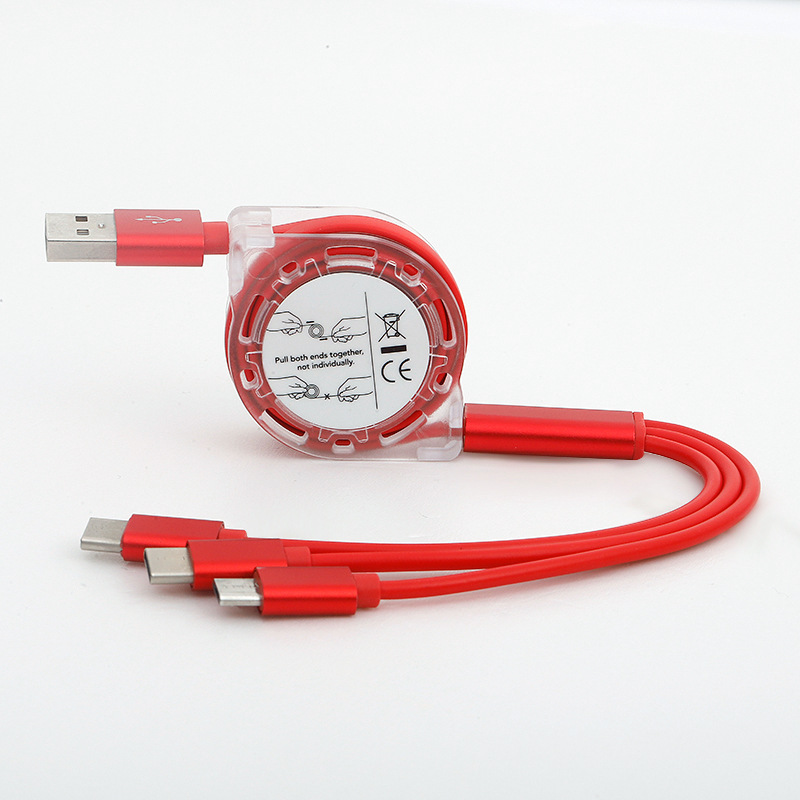 3A Fast Charging Type-C USB Cable For iPhone Charger Data Cables 3 in 1 Retractable
