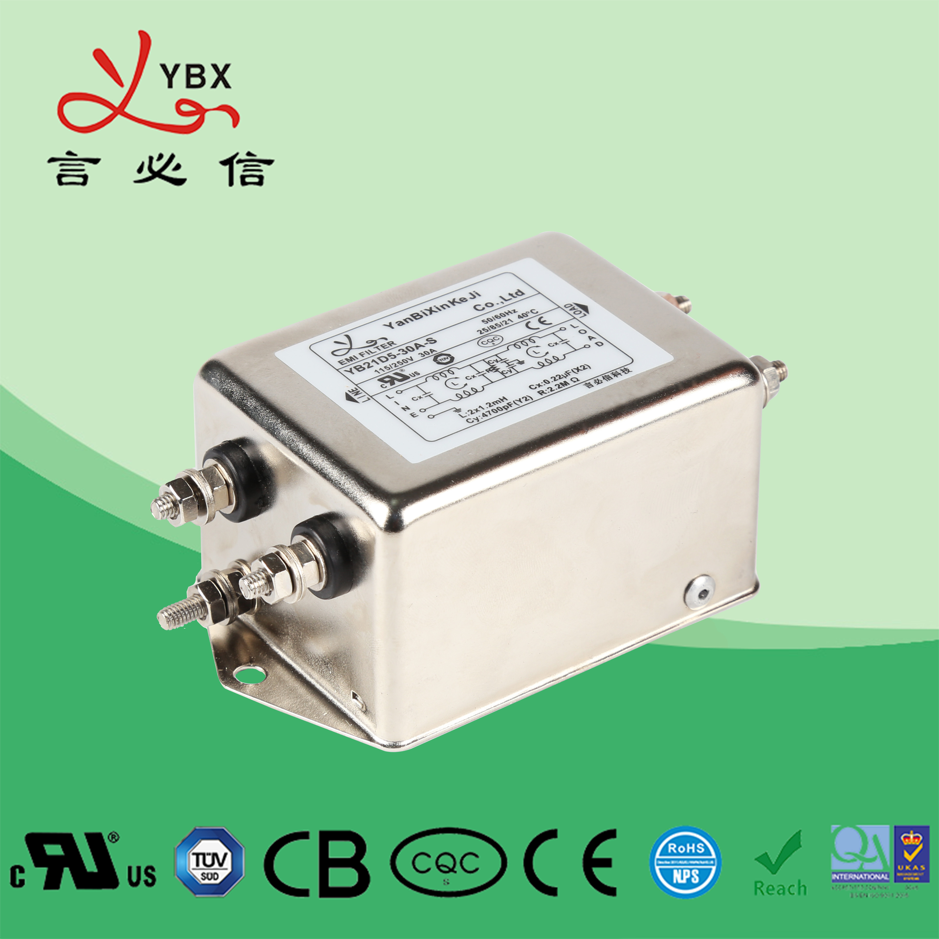 IEC EMI Inlet Filter 1A Low Current Power Inlet Filter For Medical Equipment