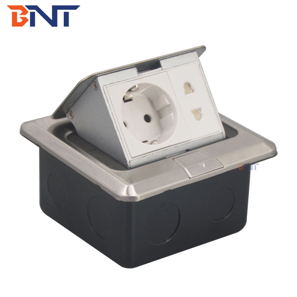 Stainless steel floor mounted pop up EU power socket box