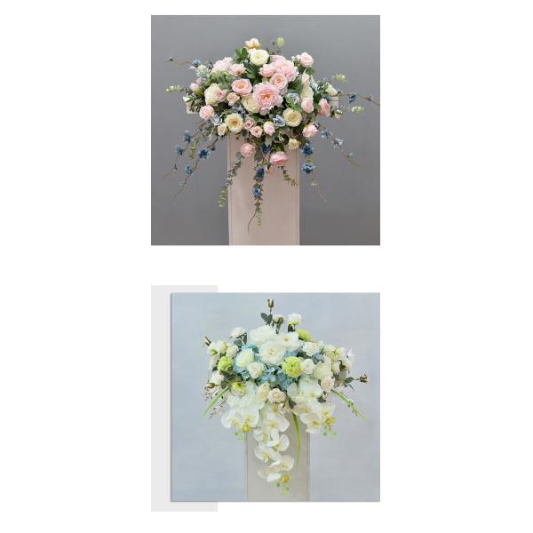 Beige Blue Faux Ranunculus Bouquet For Bridesmaid Customized