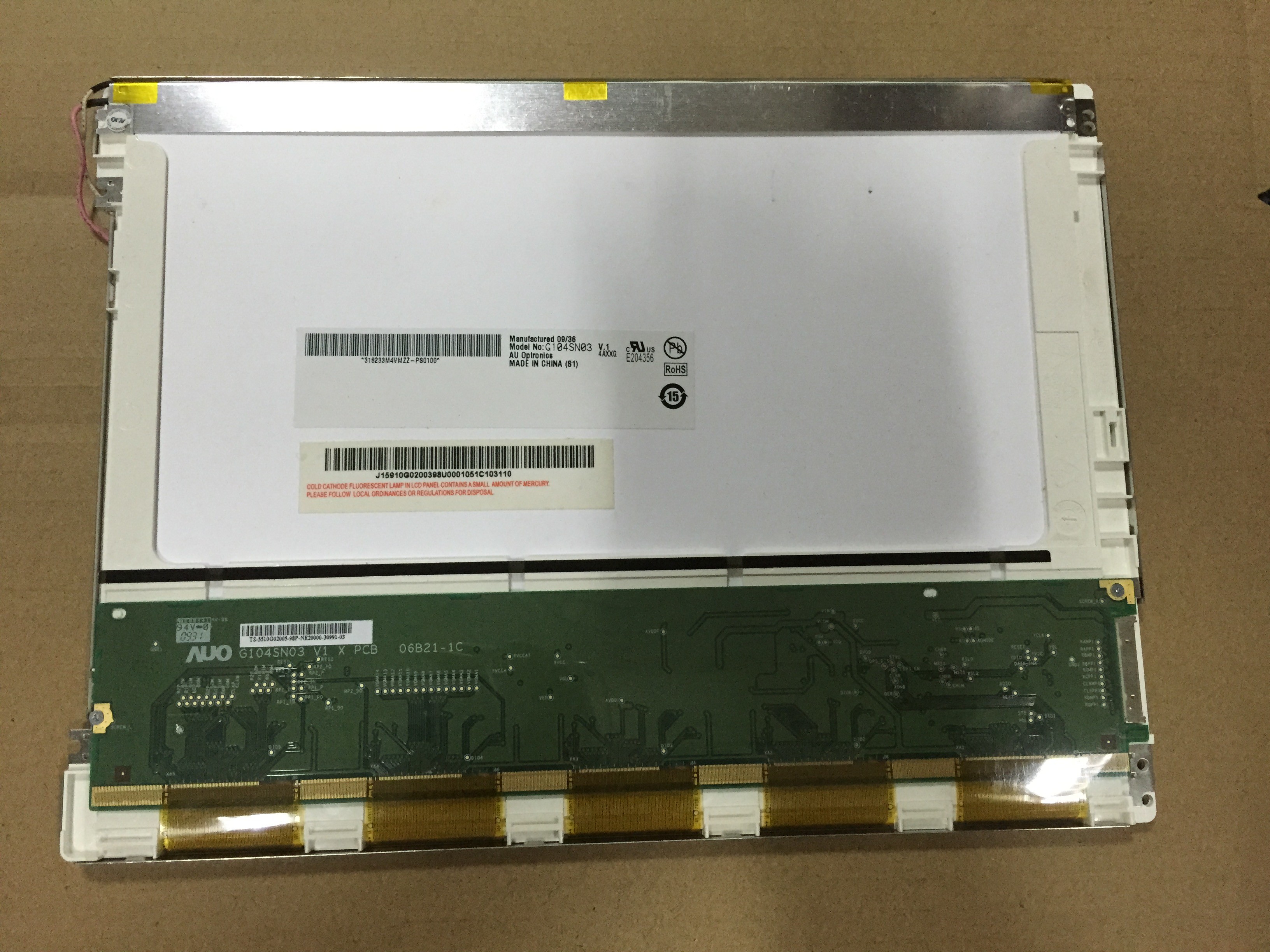G104SN03 V2 AUO 10.4INCH 800×600RGB 180CD/M2 CCFL LVDS Storage Temp.: -20 ~ 60 °C INDUSTRIAL LCD DISPLAY
