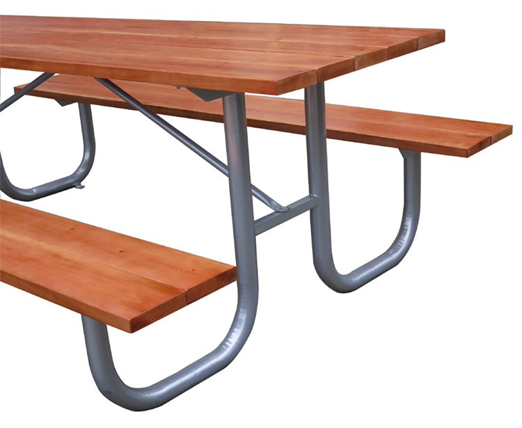 SGS sunproof 6 Seats Metal And Wood Garden Table