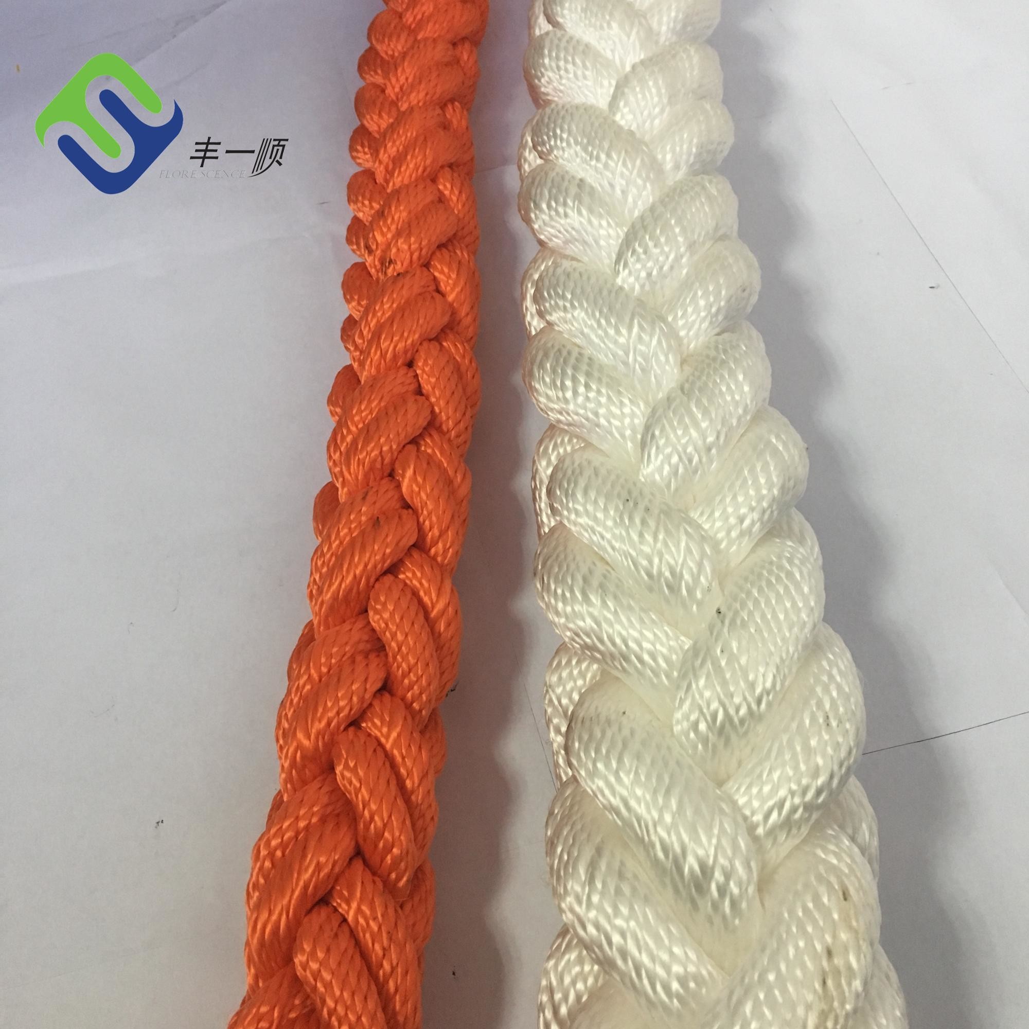 32mm 8 Strand Polyester Rope Ship White Marine Mooring Lines