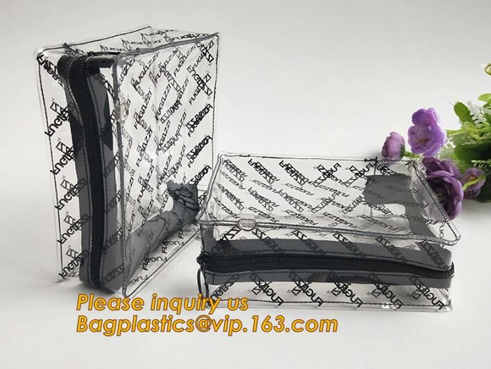 Factory Custom made Environmental PVC clear packaging toy storage handle bag,plastic tote packaging bag with handles fro
